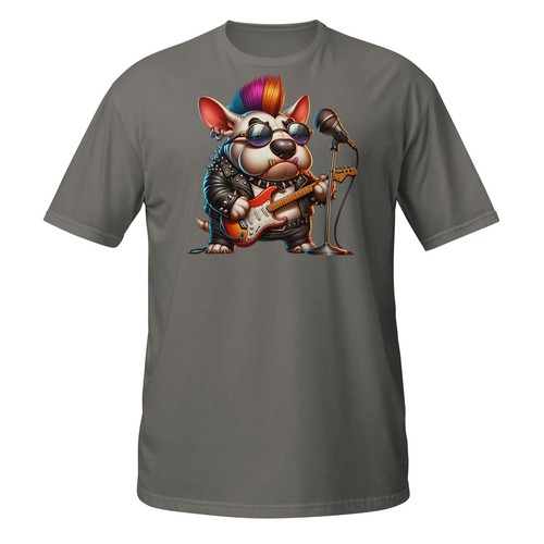 Punk Rock Bull Terrier T-Shirt | Grumpy Dog Guitarist | Funny Rockstar Pup Tee - Picture 16 of 33