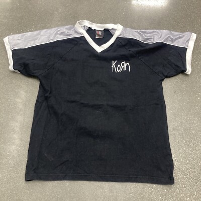Korn Vintage 90s V-Neck, Mesh Shoulders, Embroidered T-Shirt, RARE, Excellent