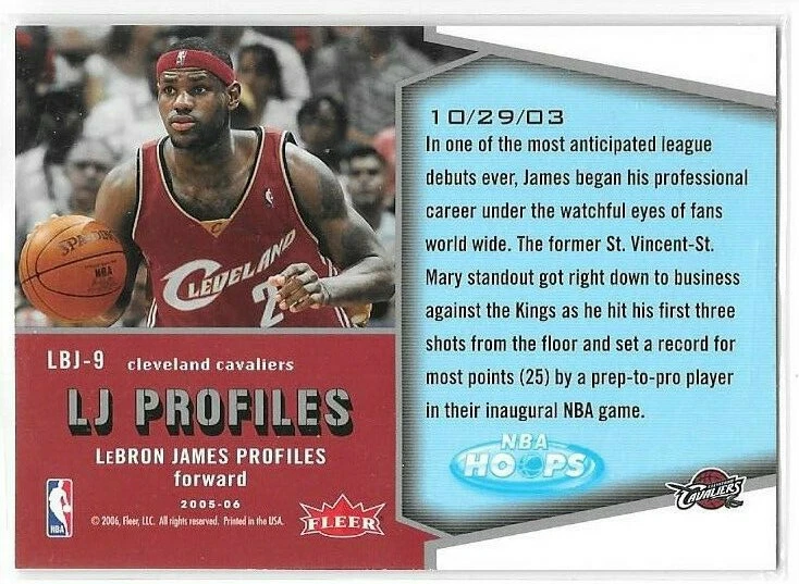 2005-06 Hoops LBJ Profiles Insert #LBJ9 LBJ-9 LeBron James - Image 2 of 2