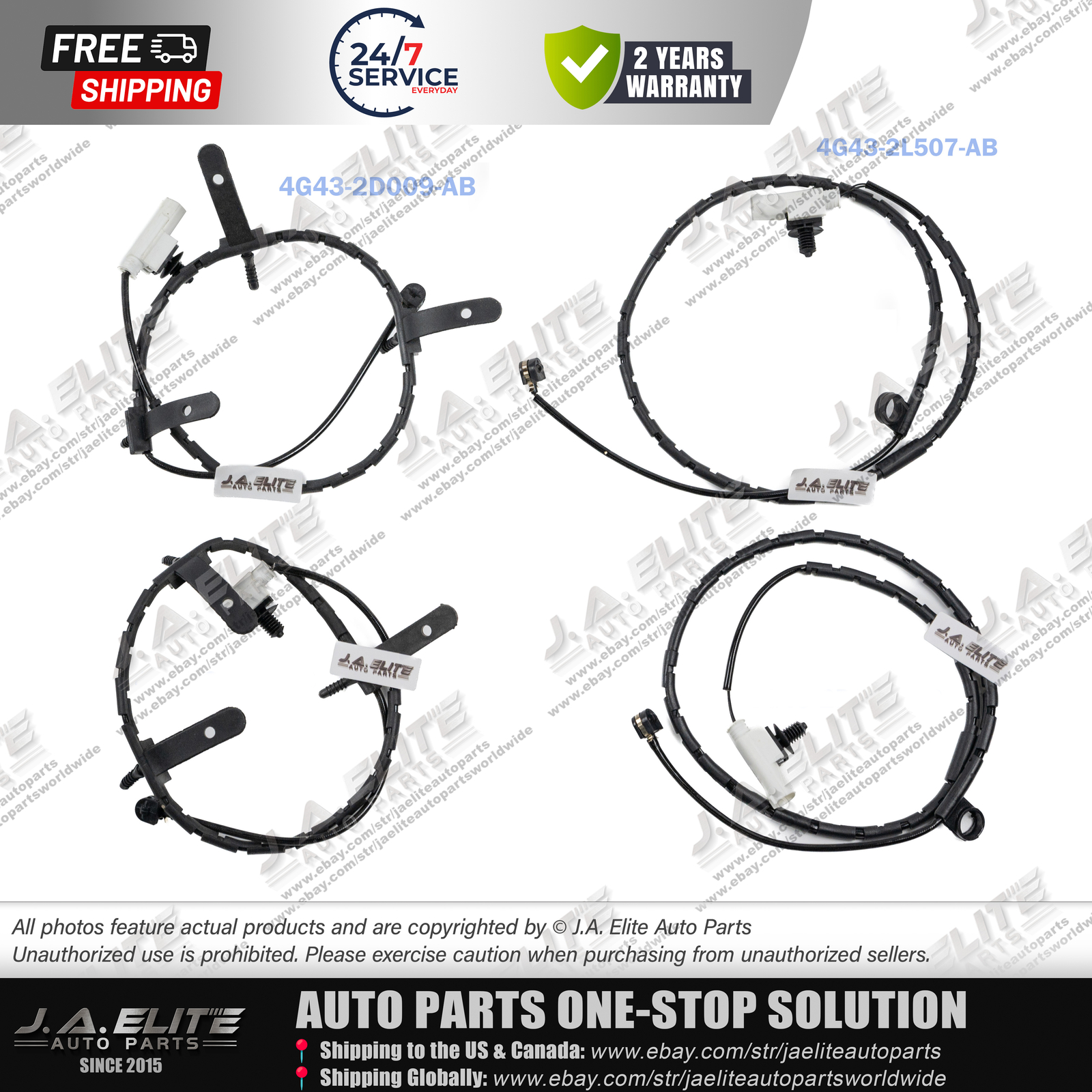 4pcs Front & Rear Brake Pad Wear Sensor fit Aston Martin DB9