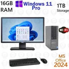Windows 11 Dell i5 3.2 ghz 16GB RAM 1TB 20" LCD Desktop Computer PC Office2021