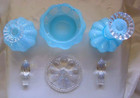 FENTON"40'sMINTSRC~711"BEADED"PERFUME&COLOGNE&POWDER~VANITY"BLUE OVRLY"VTG"GLASS — photo 5