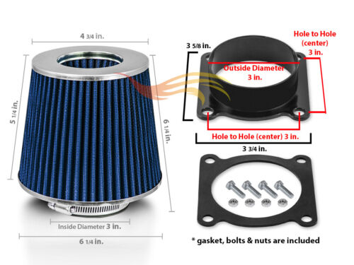 Air Intake Air Flow Sensor MAF Adapter + BLUE Filter Fit For Nissan/Infinity
