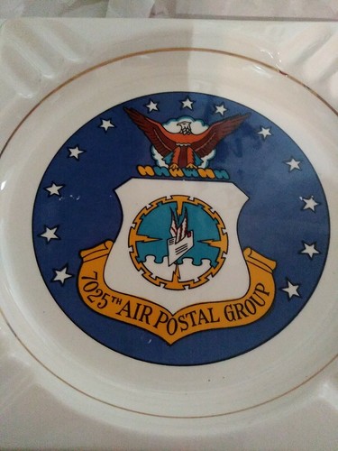 7025th AIR POSTAL GROUP Vintage square ceramic tray Salem / 23 K Gold Trim - Picture 3 of 8