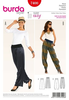Burda Style Schnittmuster - Hose - Schlupfhosen - bequemer Bund - Nr. 7400