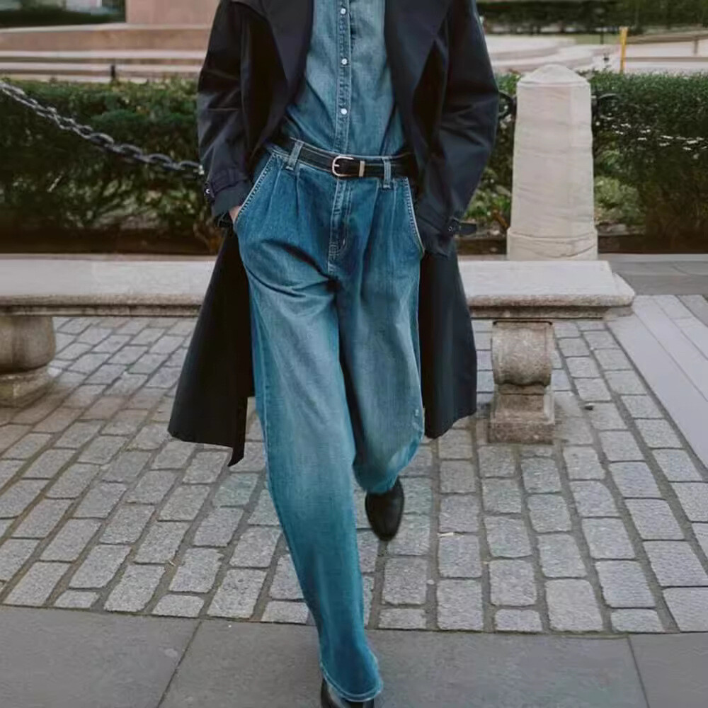 FILA Pantaloni donna THE ROW pieghettati casual gamba larga pantaloni larghi