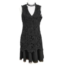 HEARTLOOM BLACK LACE MESH SLEEVELESS LAYERED FORMAL COCKTAIL DRESS