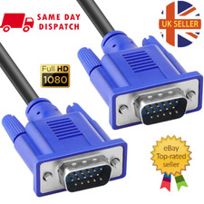 VGA Cable MALE TO MALE 15 PIN PC MONITOR TV LCD PLASMA HD SVGA LEAD 0.5m - 5m UK
