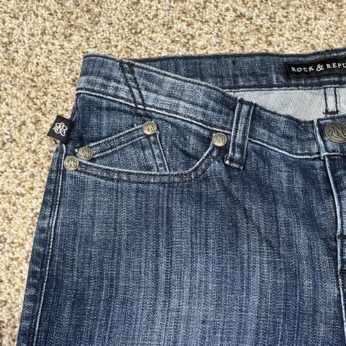 ROCK & REPUBLIC Denim Bootcut Button Flap Back Pockets Jeans 31 X 32 Womens - Picture 3 of 13