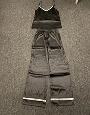 Two piece satin look pants set