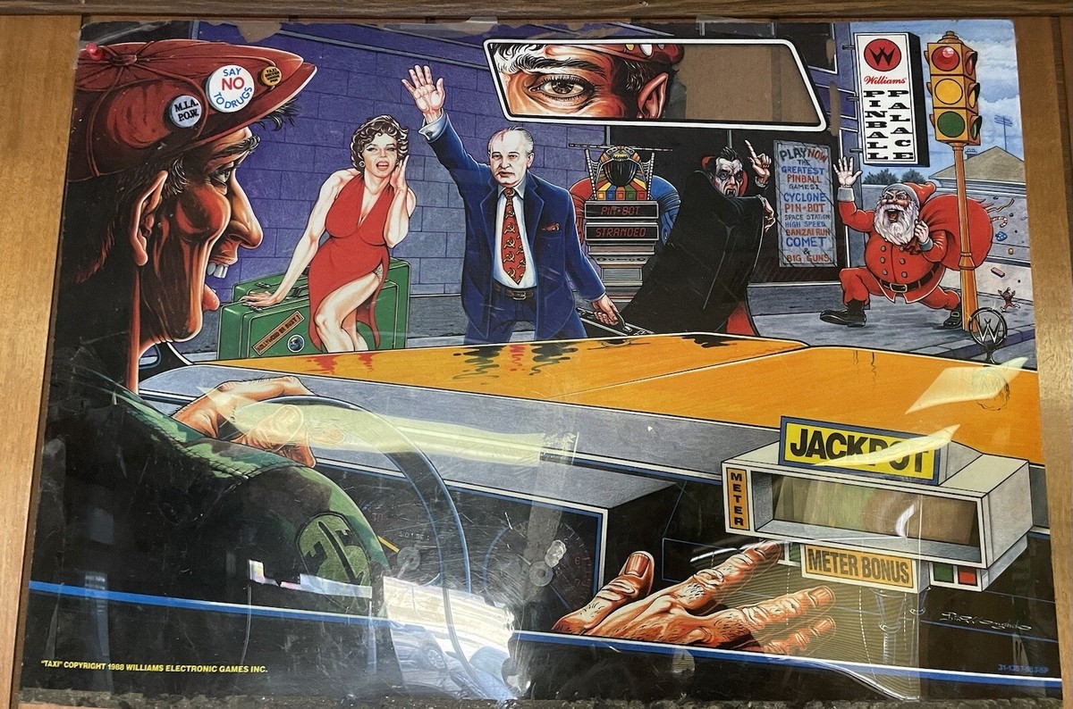 Taxi Pinball TRANSLITE Original NOS Game Artwork Backglass Sheet
