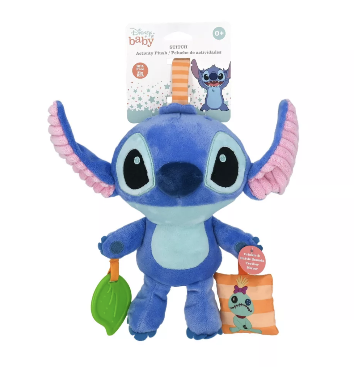 Disney Baby Stitch Activity Plush Rattle Mirror Teether New with
