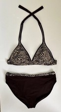 Profile By Gottex 2 Piece Bikini Swim Size 14 Brown Beige Palm Print High Waist