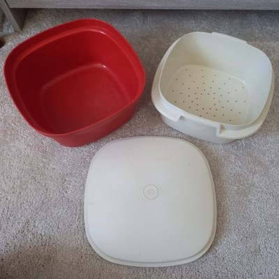 Vintage Tupperware Orange Mikrowelle Dampfgarer Gemüse Reis Retro Geschirr 