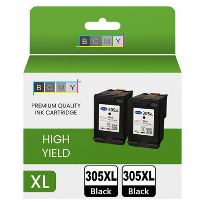 305XL 2x wiederbefüllte schwarze Tintenpatronen - für HP Deskjet Plus 4110-4130
