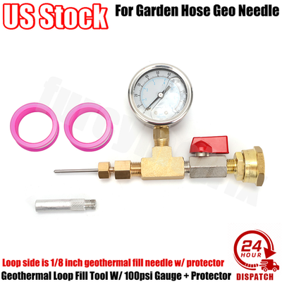 #ad Geothermal Loop Fill Tool W 100psi Gauge amp; Protector For Garden Hose Geo Needle $48.99