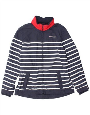 Tommy Hilfiger Damen Regenjacke mit Kapuze UK 10 Small dunkelblau gestreift JR20