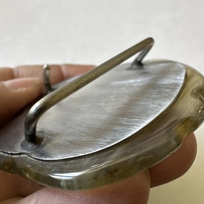 Vintage Handcrafted Agate Belt Buckle Rough Cut Natural Stone Earth Tone Vintage Handcrafted Agate Belt Buckle Rough Cut Natural  main image 3