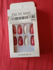False Nail 24 Stück Rot Weiß Fingernagel Aufklebbar