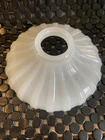 Antique Opalescent Milk Glass Shade Pendant Scalloped Medical Industrial 7.25” W