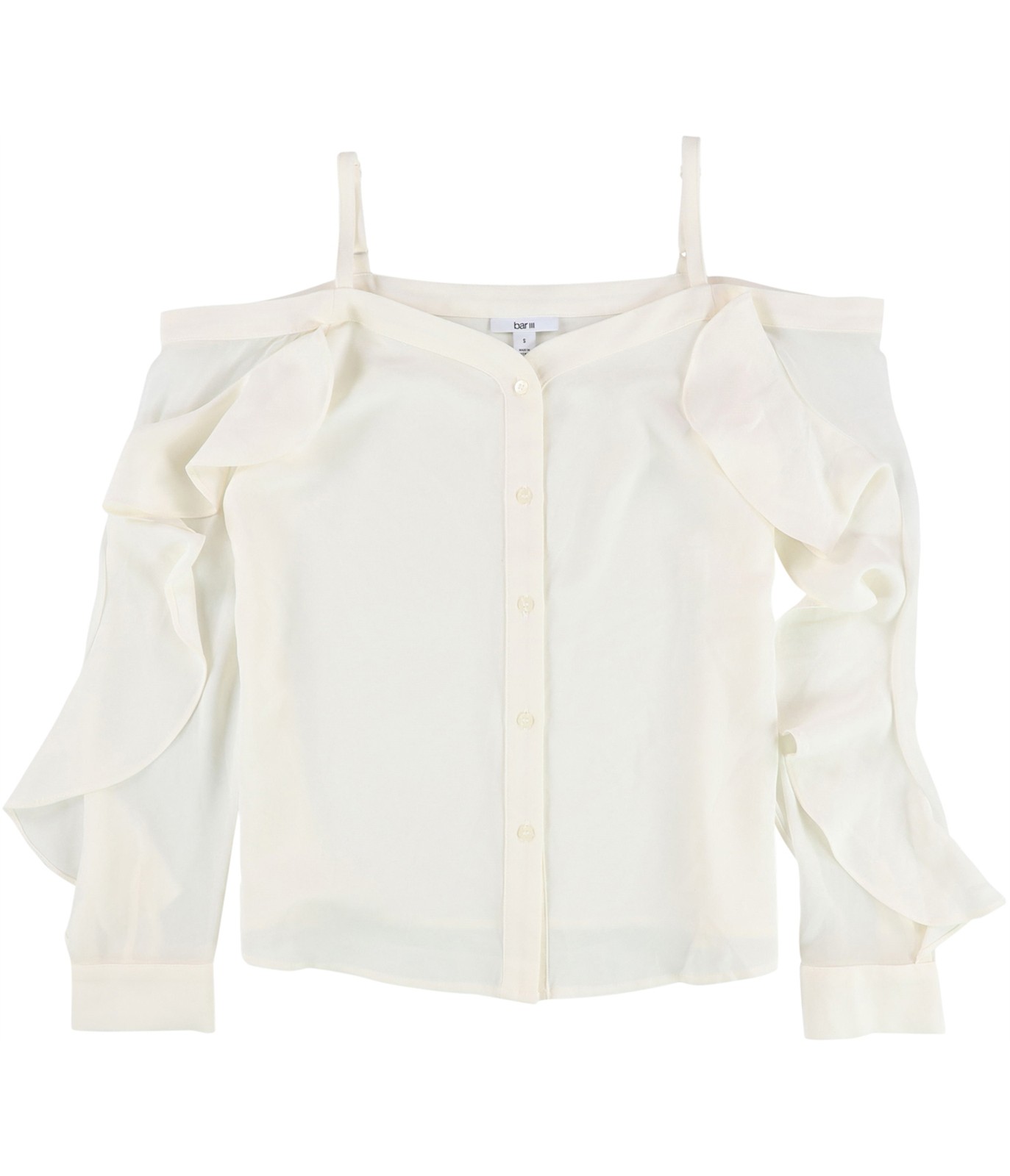 bar III Womens Solid Button Down Blouse, white, S - image 1