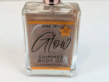 Pink Sky Glow Shimmer Body Oil Coconut Scent 4 oz New GLASS BOTTLE