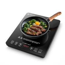 AMZCHEF Portable Induction Cooktop 20 Temperature & Power Levels 1800W Induct...