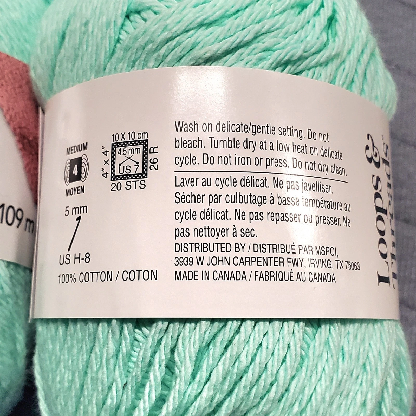 Loops & Threads Classic Cotton Yarn Seafoam Lot 5 Skeins 100% Cotton 120yd New image 5