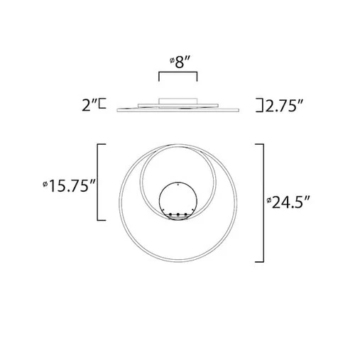 ET2 E21322-BK Cycle 1-Light 24.5" Wide Black Flush Mount Light - Picture 2 of 2
