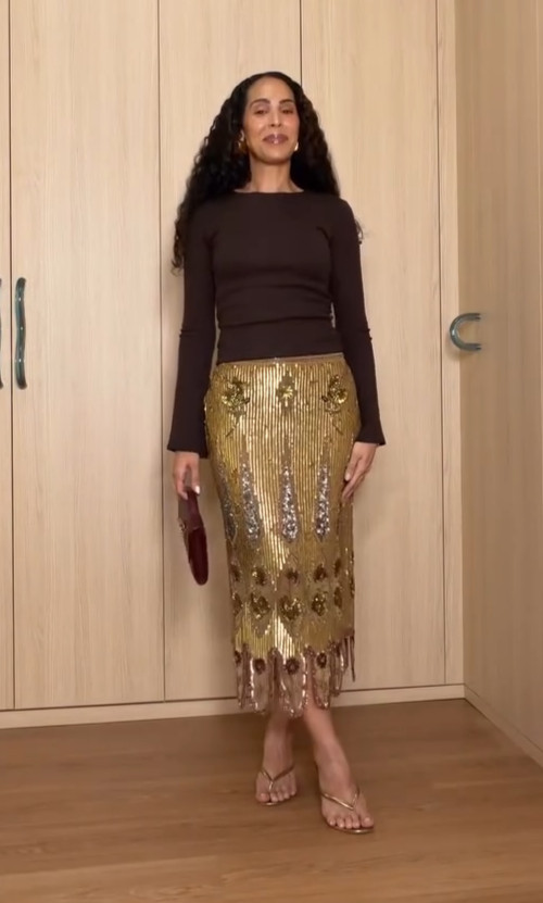 Zara Embroidered Skirt ZW Collection Limited Edition Gold Size S 7521/616 New image 8