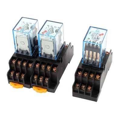 3 Pcs AC 110/120V Coil 14Pin 4PDT 35mm DIN Rail Electromagnetic Power Relay
