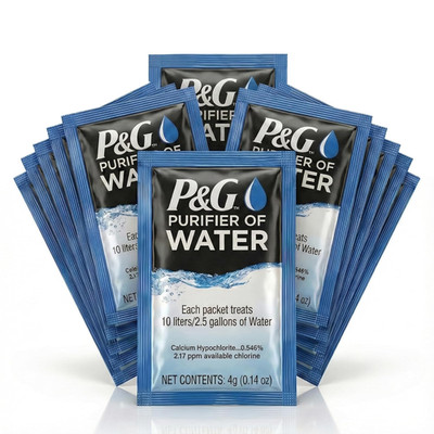 Portable Water Purifier Packets. Emergency Water Filter Purification Powder Pack