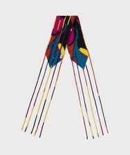 Mantero Around Silk Drawstring Headband, Black Pattern Explosion MA724.3