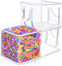 3 PCS Clear Zippered Organizers 12''x12''x12'' Bags with Handles Storage Cube To