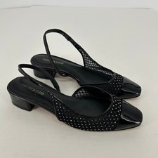 Veronica Beard Cecile Rhinestone Mesh Cap Toe Slingback Sandals Womens Size 6.5M