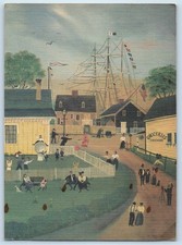 c1940 Mystic Connecticut Postcard Mystic Hilton Coogan Boulevard Seaport Sunday