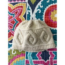 Aran Crafts Made in Ireland 100 Merino Wool Infant Ivory Knit Beanie 6-12months