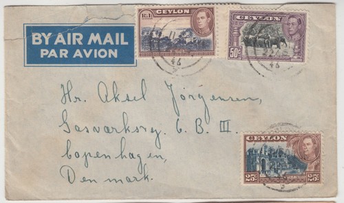 CEYLON 1946/47 covers COLOMBO-COPENHAGEN & NEW CONSTITUTION set on reg cover - Picture 2 of 9