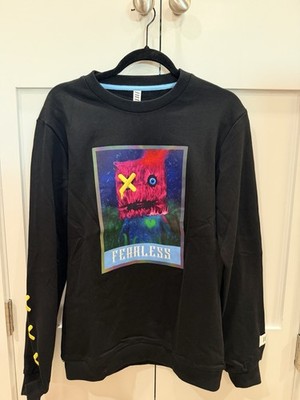 Mens Small - Fifth Loop Sweatshirt Black Embroidered Fearless Pullover- NWT