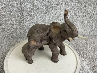 Elephant Mother & Baby Calf Resin Figurine