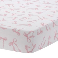 Lambs  Ivy Coquette Bows Aesthetic Pink Cotton Baby Fitted Crib/Toddler Sheet