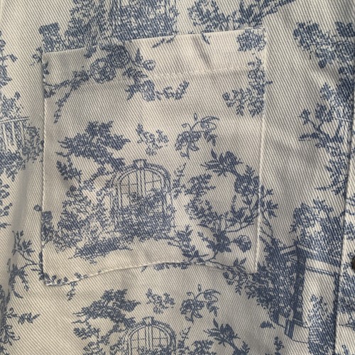 Storia Size Women's MEDIUM Blue & White Denim Print Collared Romper Jumpsuit - Picture 2 of 16