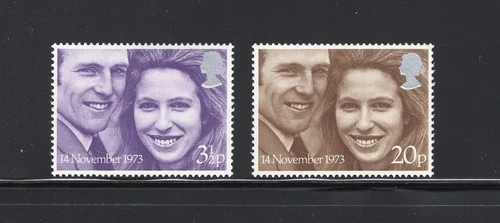 GREAT BRITAIN #707-708 1973 WEDDING OF PRINCESS ANNE MINT VF NH O.G aa