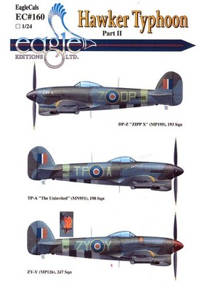 EagleCals Decals 1/24 HAWKER TYPHOON British Fighter-Bomber Part 2