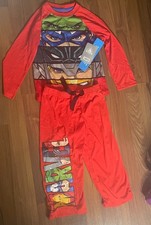 Disney MARVEL Long Sleeve Pants Pajamas Red IRON MAN HULK CAPTAIN AMERICA SIZE 4