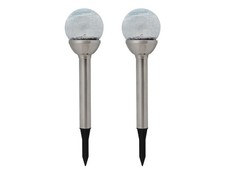 Kugel Solarleuchten mit Erdspieß im 2er Set RGB-LED Dämmerungssensor Außenlampe