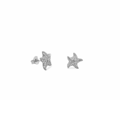 Pendientes de Plata 925 en Forma de Estrella de Mar con Circonitas Lineargent 18