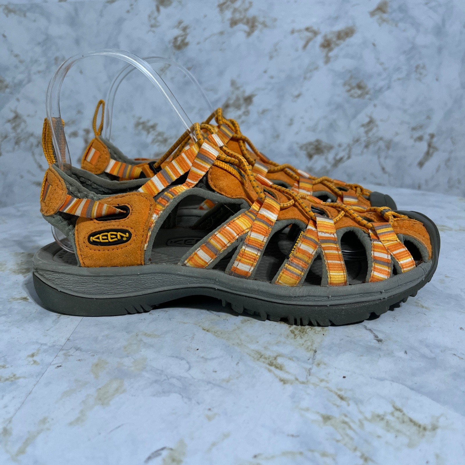 Scarpe Keen Whisper donna taglia 6 arancione grigio escursionismo cinturino outdoor sandali