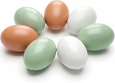 7 Pcs Wooden Fake Eggs, 3 Colors Wood Fake Chicken Nesting Eggs for Crafts Home