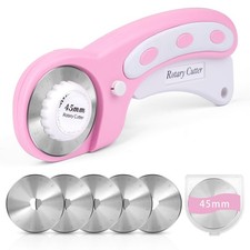 45mm Rotary Cutter for Fabric, Fabric Cutters with 5pcs Extra Pink